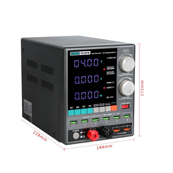SUGON 3010PM 150W 30V 10A 4 Digital Display Cell Phone Repair Power Meter US Plug