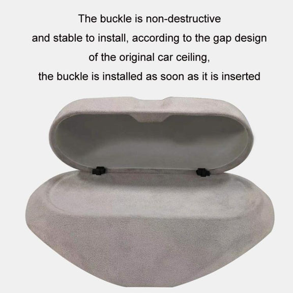For Tesla Suede Leather Glasses Storage Box, Model: Model Y Beige
