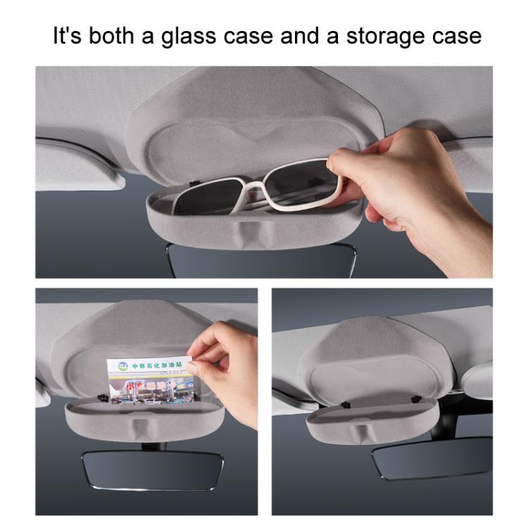 For Tesla Suede Leather Glasses Storage Box, Model: Model 3 Beige
