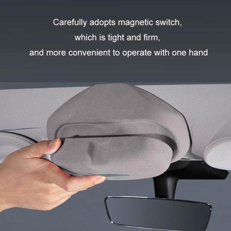 For Tesla Suede Leather Glasses Storage Box, Model: Model Y Black