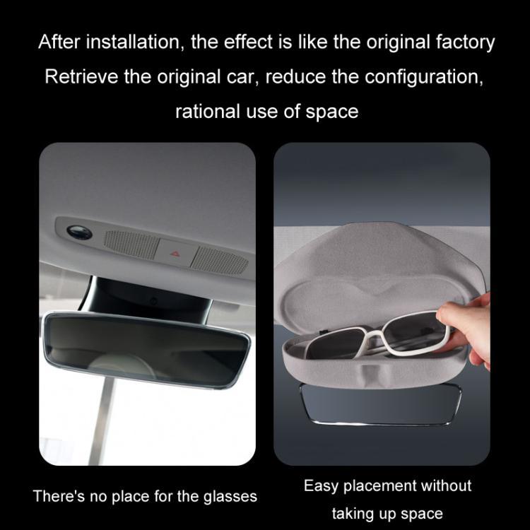 For Tesla Suede Leather Glasses Storage Box, Model: 2024 Model 3 Black