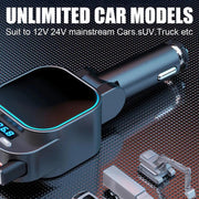 BC97 Dual Retractable Cable Car Charger Automobile Bluetooth MP3 Player