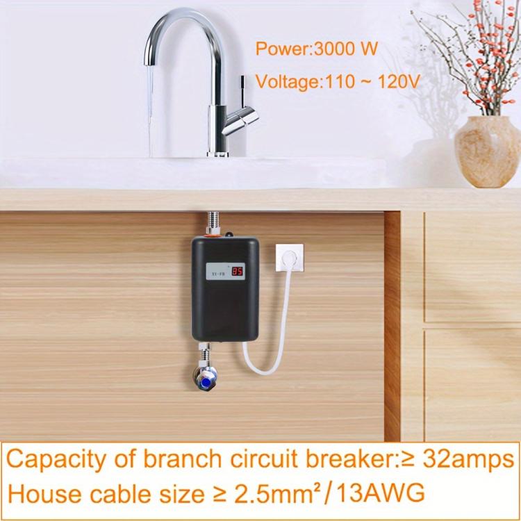 3000W Small Tankless Electric Water Heater For Kitchen Bathroom UK Plug(Gold)