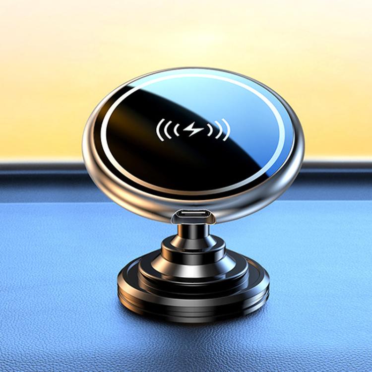 15W Car Magnetic Wireless Charging Phone Holder Alloy Base, Spec: Adhesive Silver