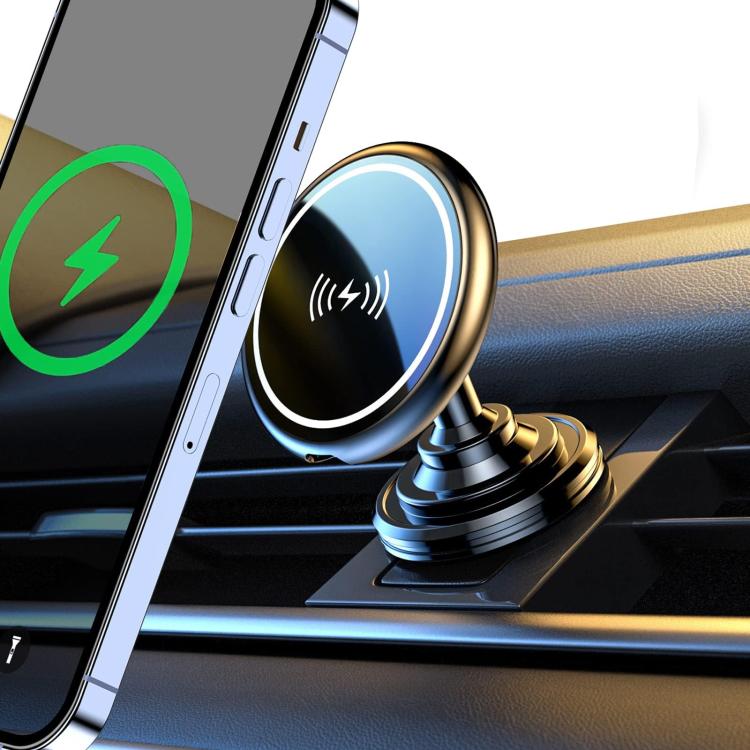 15W Car Magnetic Wireless Charging Phone Holder Alloy Base, Spec: Adhesive Black