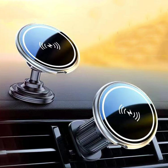 15W Car Magnetic Wireless Charging Phone Holder Alloy Base, Spec: Adhesive Black
