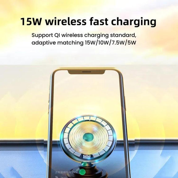 15W Car Magnetic Wireless Charging Phone Holder Alloy Base, Spec: Adhesive Black