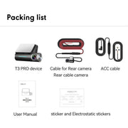 Anytek T3 PRO 2 inch 2K HD Night Vision Car Recorder Hidden Car Camera Front & Rear Dual Recording(Black)