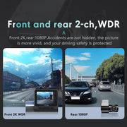 Anytek T3 PRO 2 inch 2K HD Night Vision Car Recorder Hidden Car Camera Front & Rear Dual Recording(Black)