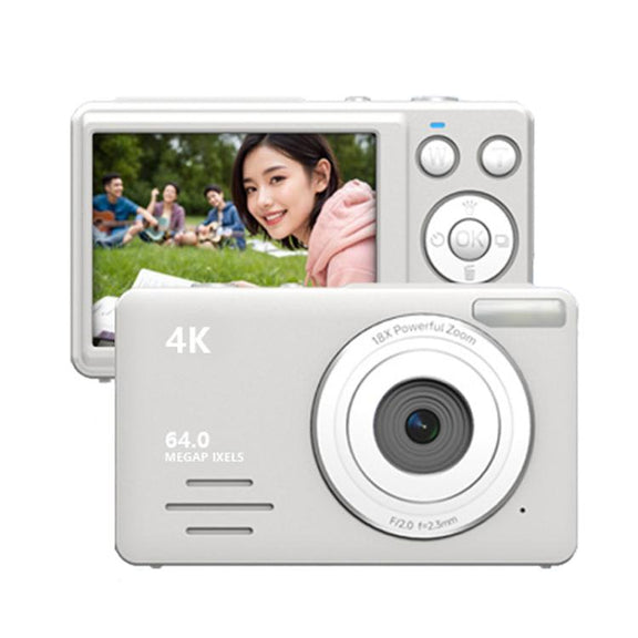 Anytek S7 4K HD Digital Camera Self-Timer Travel Camera Student Kids Card Camera(White)