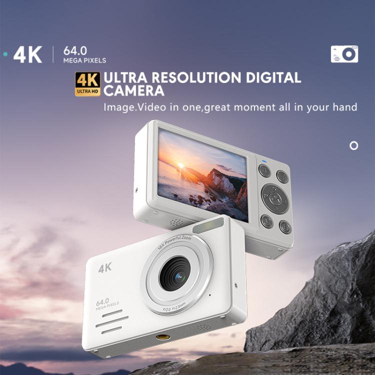 Anytek S7 4K HD Digital Camera Self-Timer Travel Camera Student Kids Card Camera(White)