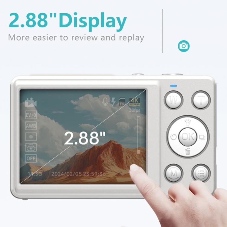 Anytek S7 4K HD Digital Camera Self-Timer Travel Camera Student Kids Card Camera(White)