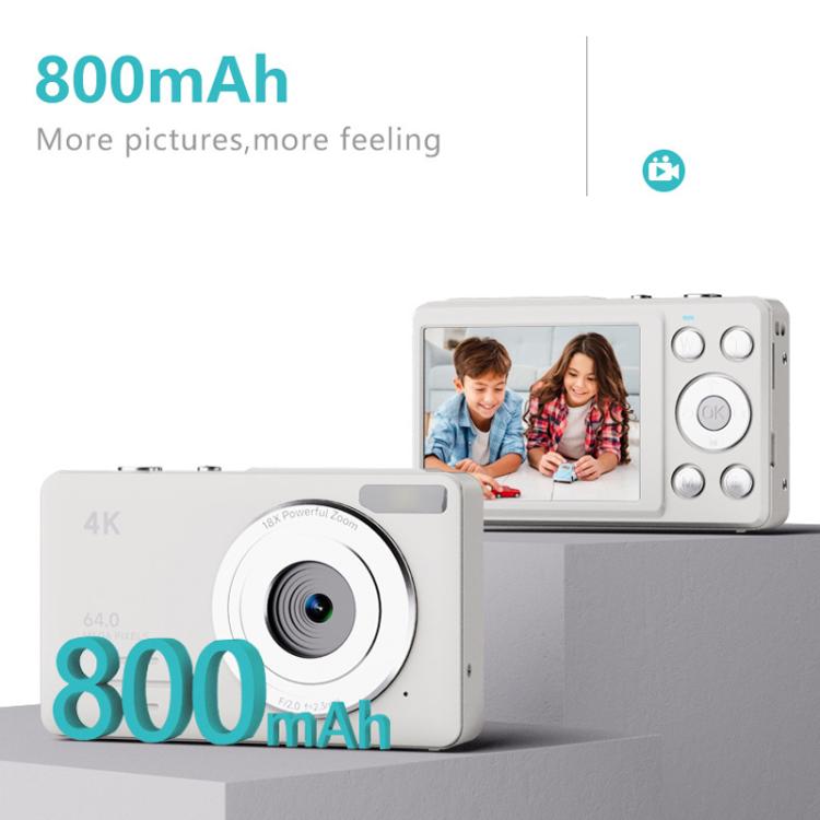 Anytek S7 4K HD Digital Camera Self-Timer Travel Camera Student Kids Card Camera(White)