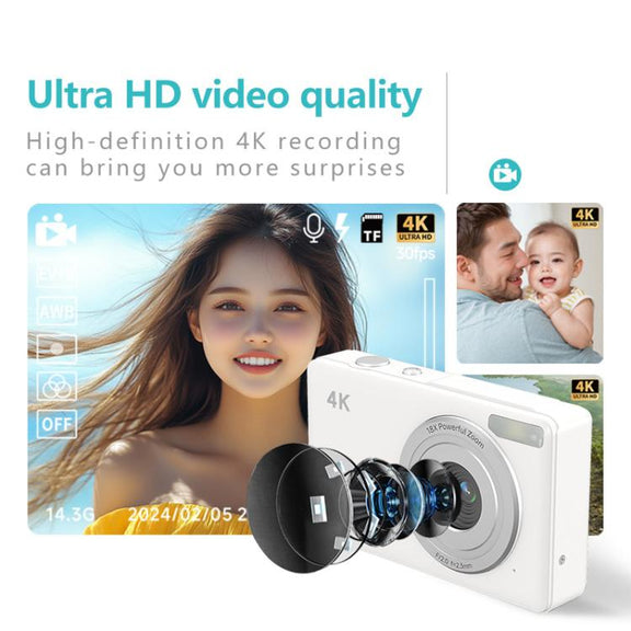 Anytek S7 4K HD Digital Camera Self-Timer Travel Camera Student Kids Card Camera(Black)