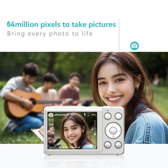 Anytek S7 4K HD Digital Camera Self-Timer Travel Camera Student Kids Card Camera(White)