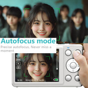 Anytek S7 4K HD Digital Camera Self-Timer Travel Camera Student Kids Card Camera(White)