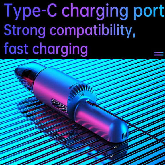 V8 Car Mini Portable Powerful Suction LED Flashing Warning Light Outdoor Lighting Vacuum Cleaner