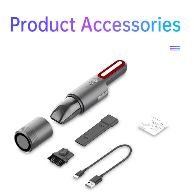 V8 Car Mini Portable Powerful Suction LED Flashing Warning Light Outdoor Lighting Vacuum Cleaner