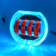 Motorcycle Electric Vehicle General Modification LED Headlight 4 Beads Double Lens Lamps, Style: Ice Blue Aperture+Red Devil Eye - Headlights by PMc TechLife | Online Shopping South Africa | PMc TechLife | Buy Now Pay Later Mobicred