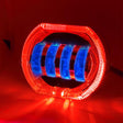 Motorcycle Electric Vehicle General Modification LED Headlight 4 Beads Double Lens Lamps, Style: Red Aperture+Blue Devil Eye - Headlights by PMc TechLife | Online Shopping South Africa | PMc TechLife | Buy Now Pay Later Mobicred