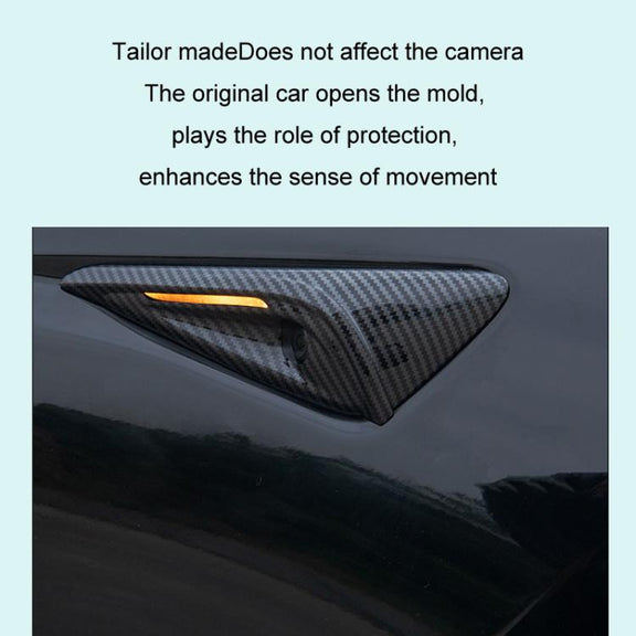 For Tesla 2024 Model 3 Fenders Side Labels Camera Cover Stickers, Color: Piano Paint Bright Black