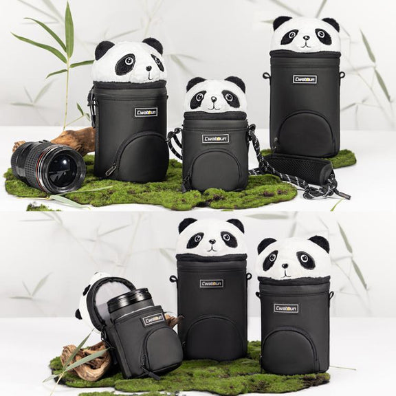 Cwatcun D162 Small Camera Lens Cylinder Cartoon Panda Camera Lens Protective Cover