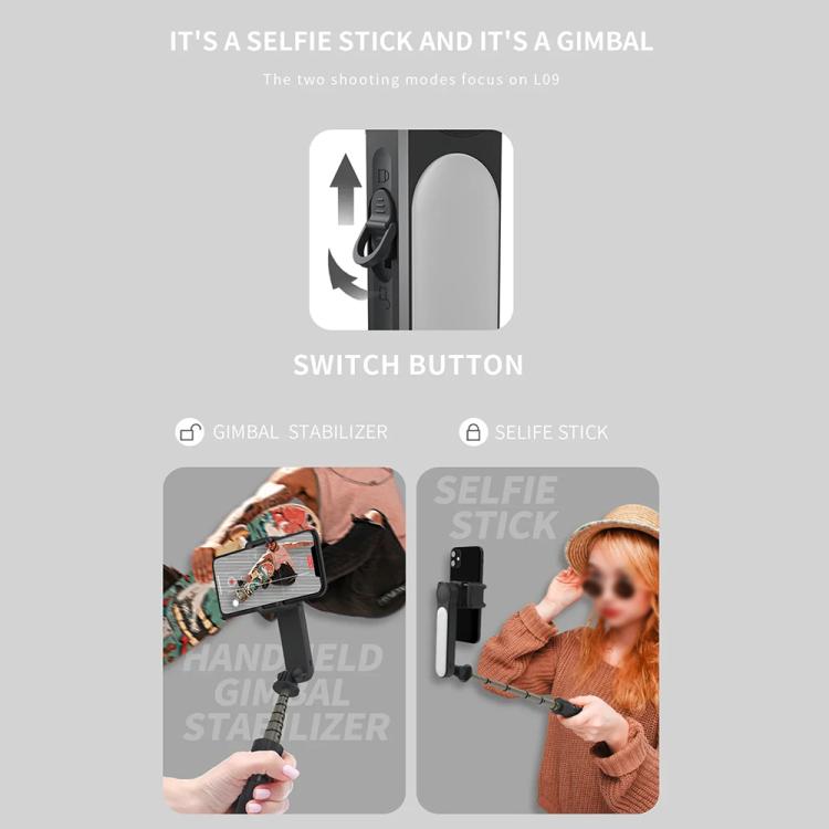 L09 Mini Handheld Folding Anti-shake Stabilizer Bluetooth Beauty Fill Light Selfie Stick(White)