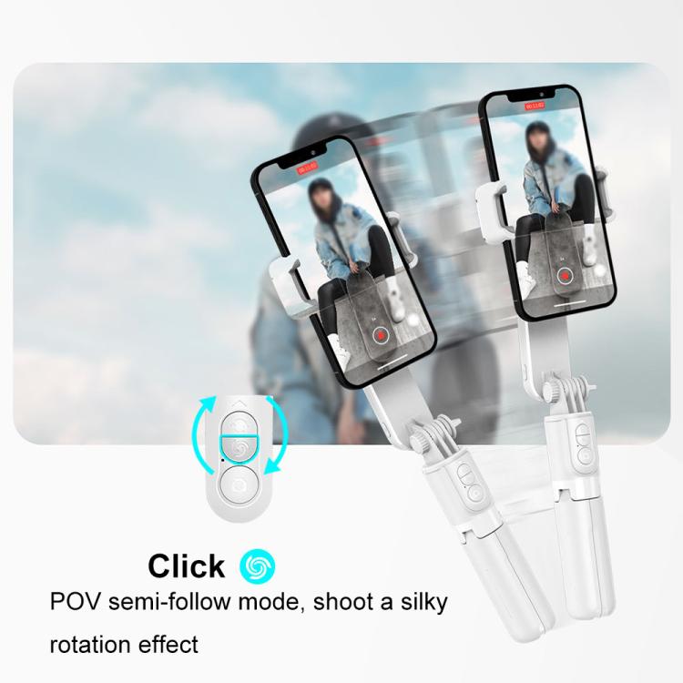L09 Mini Handheld Folding Anti-shake Stabilizer Bluetooth Beauty Fill Light Selfie Stick(White)
