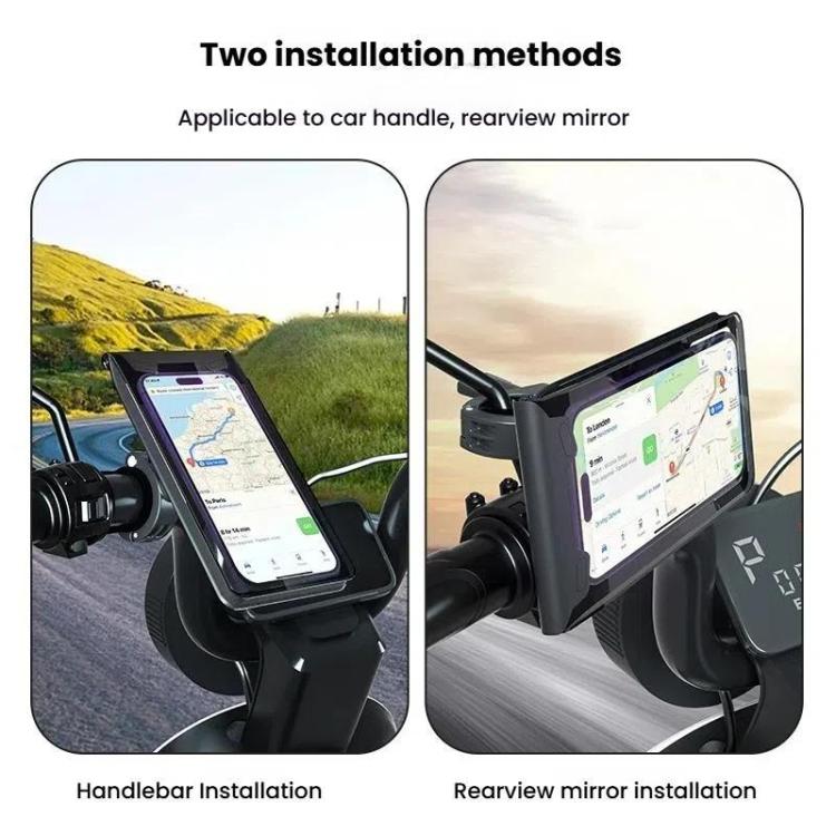 Bicycle Holder Water-resistant Pouch Bag Bike Motorcycle Handlebar Mirror Phone Stand Mount, Size: L