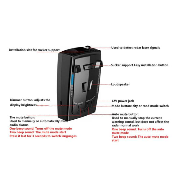 RAD2000 Car Lidar Speed Detector Car Electronic Dog, Support English/Russian