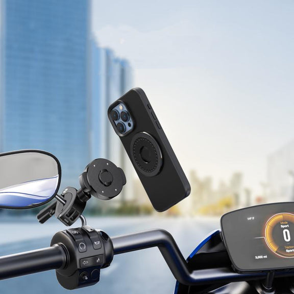 Bicycle Motorcycle Snap-On Mobile Phone Holder With Magnetic Ring(QL-10 Black)
