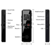 64GB 0.9-inch LCD Screen Interview Mini HD Recorder USB Charging MP3 Player