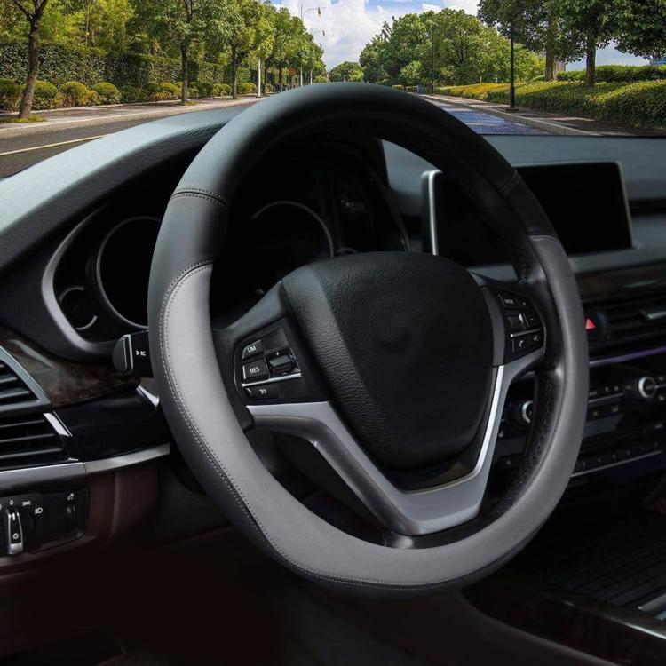 38cm Cars Universal Microfiber Steering Wheel Cover(Gray)