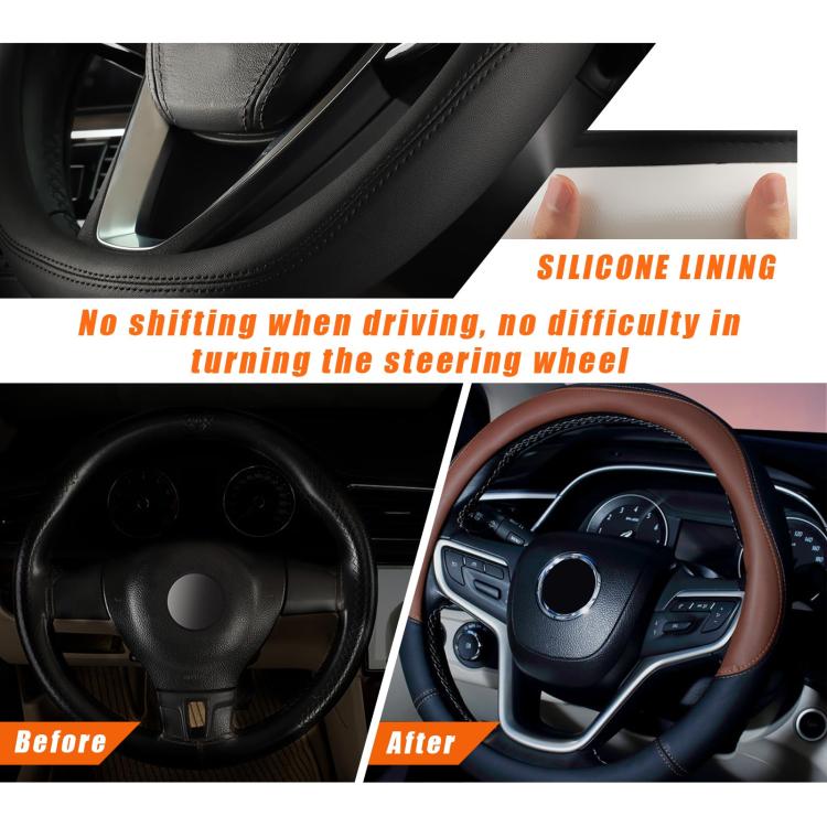 38cm Cars Universal Microfiber Steering Wheel Cover(Black)