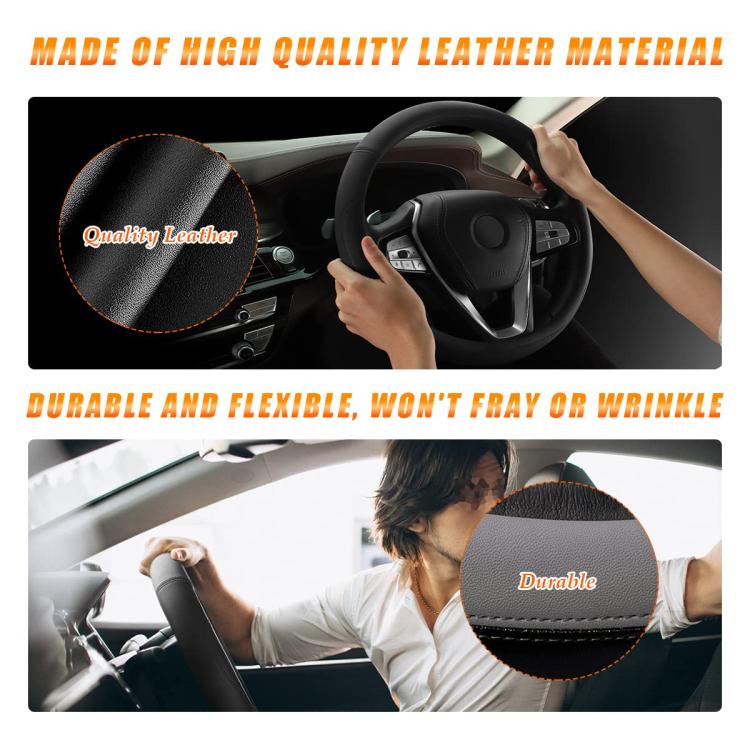38cm Cars Universal Microfiber Steering Wheel Cover(Black)