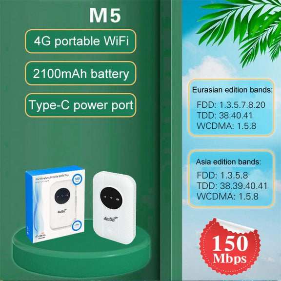 M5 4G / 5G Mobile Pocket WiFi Car Portable SIM Card Router(Asian Edition)