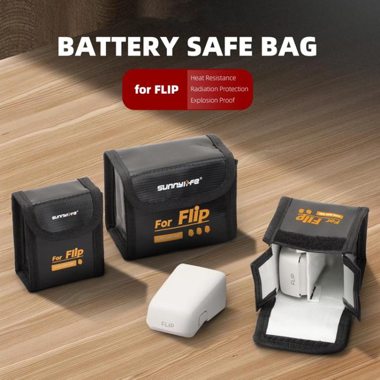 For DJI Flip Sunnylife Battery Explosion Proof Bag Li-ion Safety Storage Bag Flame Retardant Protective Bag Large (For 2 Batteries)