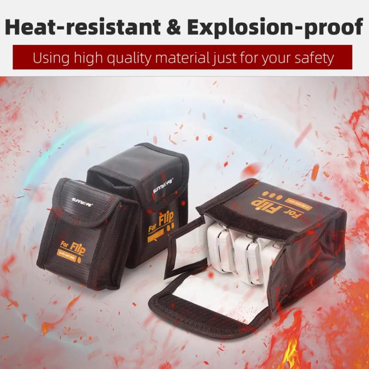 For DJI Flip Sunnylife Battery Explosion Proof Bag Li-ion Safety Storage Bag Flame Retardant Protective Bag Medium (For 2 Batteries)