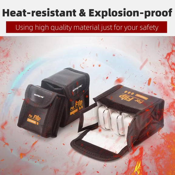 For DJI Flip Sunnylife Battery Explosion Proof Bag Li-ion Safety Storage Bag Flame Retardant Protective Bag Medium (For 2 Batteries)