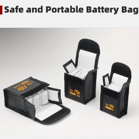 For DJI Flip Sunnylife Battery Explosion Proof Bag Li-ion Safety Storage Bag Flame Retardant Protective Bag Medium (For 2 Batteries)