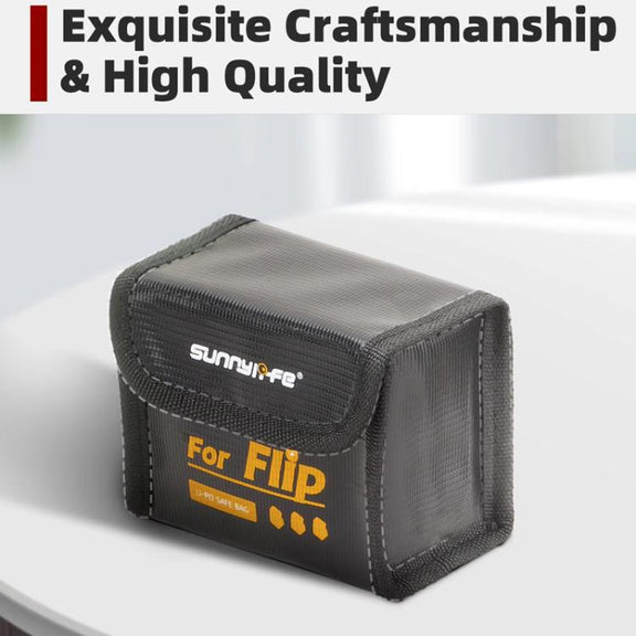 For DJI Flip Sunnylife Battery Explosion Proof Bag Li-ion Safety Storage Bag Flame Retardant Protective Bag Medium (For 2 Batteries)