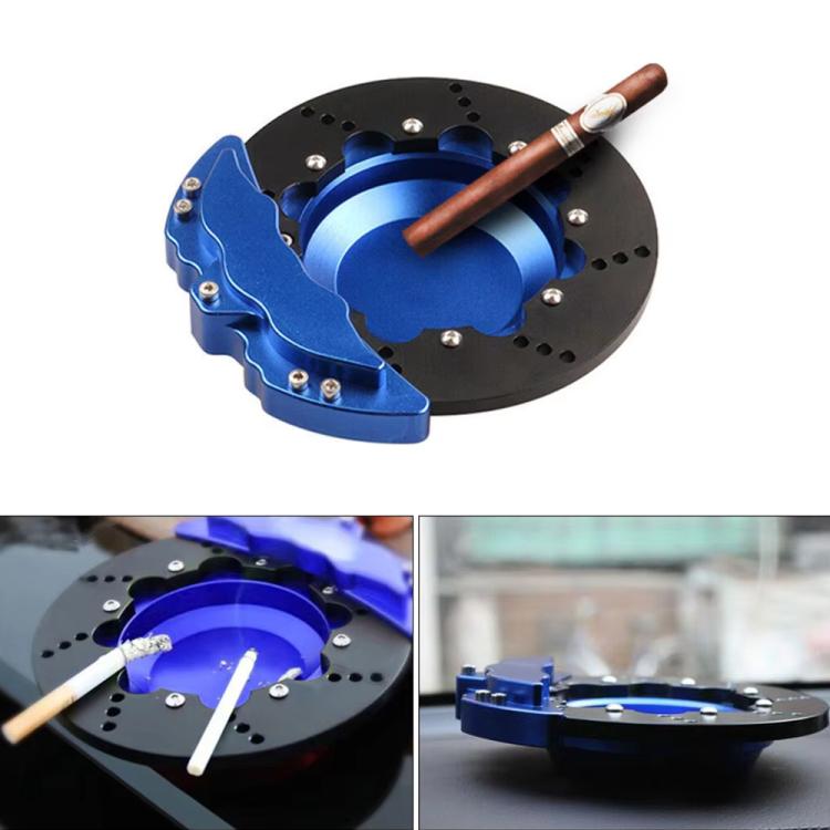 Car All-Aluminum Brake Disc Ashtray, Size: Rotating(Blue Black Edge)
