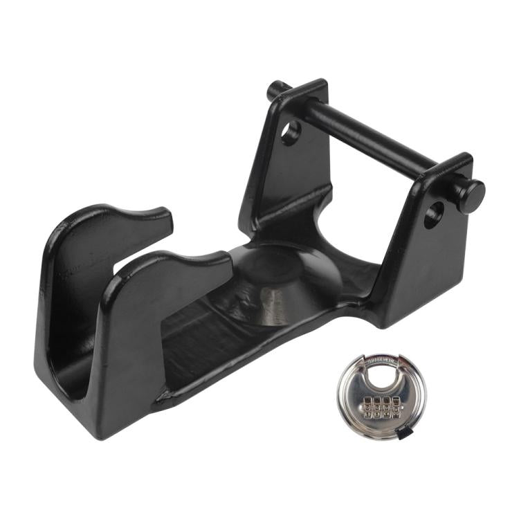 Coupler Gooseneck Hitch Trailer Lock For Heavy Trailer Transporter RV, Color: Black + Combination Lock