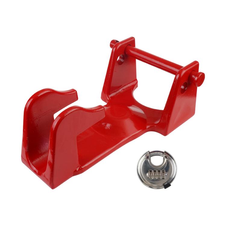 Coupler Gooseneck Hitch Trailer Lock For Heavy Trailer Transporter RV, Color: Red + Combination Lock