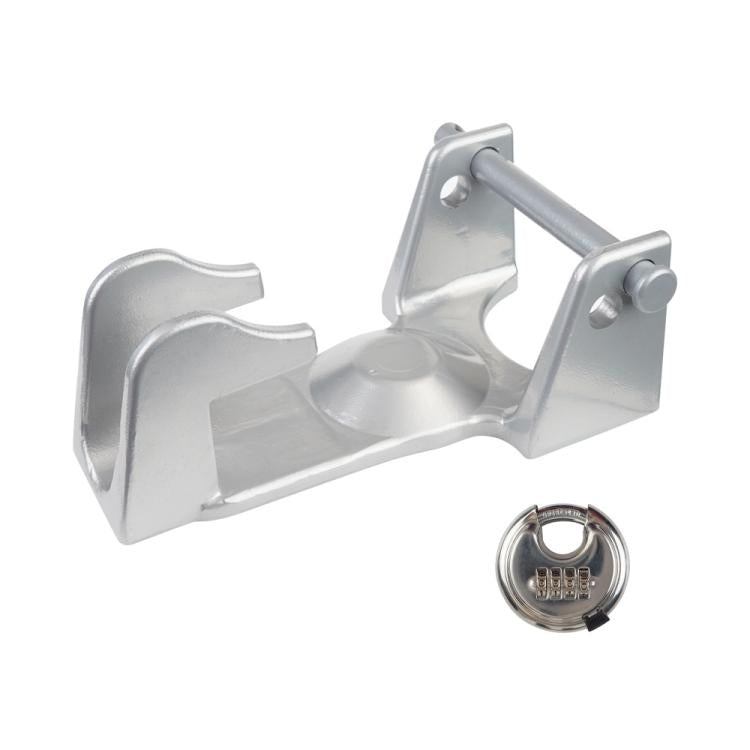 Coupler Gooseneck Hitch Trailer Lock For Heavy Trailer Transporter RV, Color: Silver + Combination Lock