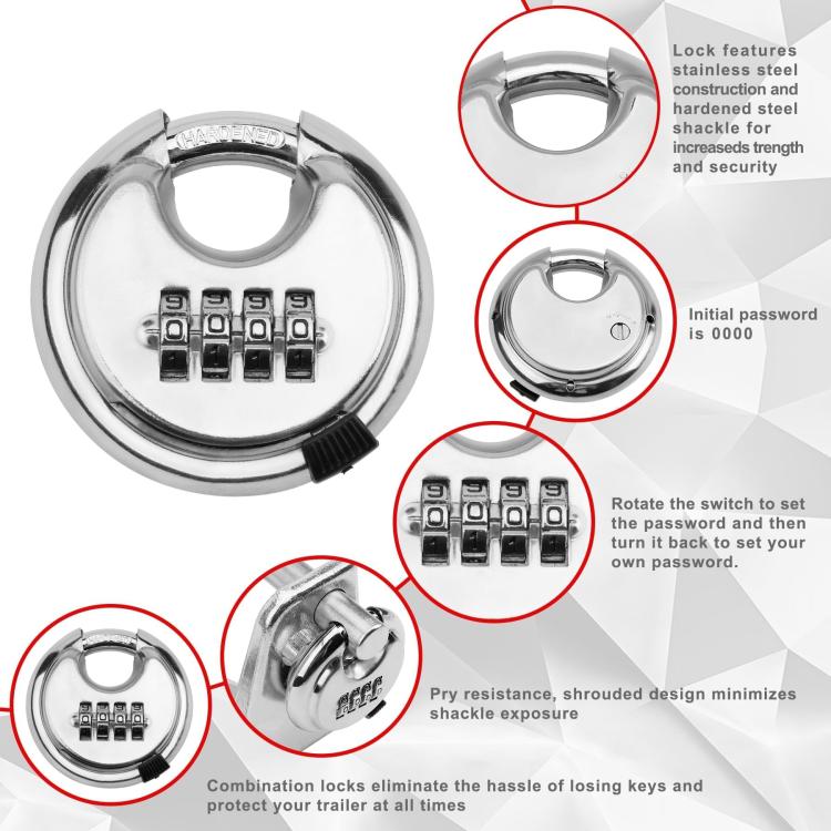 Coupler Gooseneck Hitch Trailer Lock For Heavy Trailer Transporter RV, Color: Silver + Key Lock