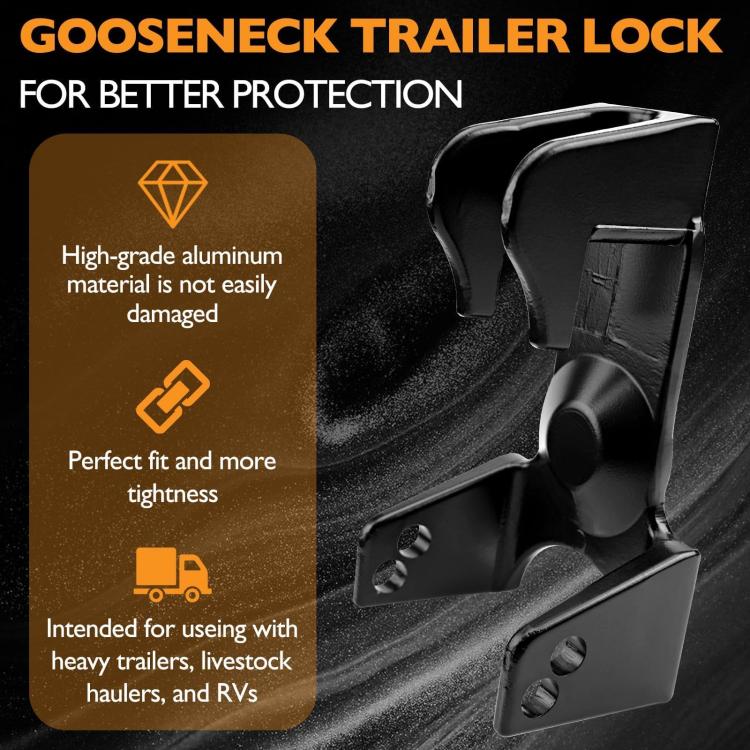 Coupler Gooseneck Hitch Trailer Lock For Heavy Trailer Transporter RV, Color: Silver + Key Lock