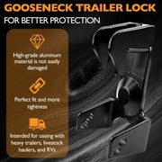 Coupler Gooseneck Hitch Trailer Lock For Heavy Trailer Transporter RV, Color: Silver + Key Lock