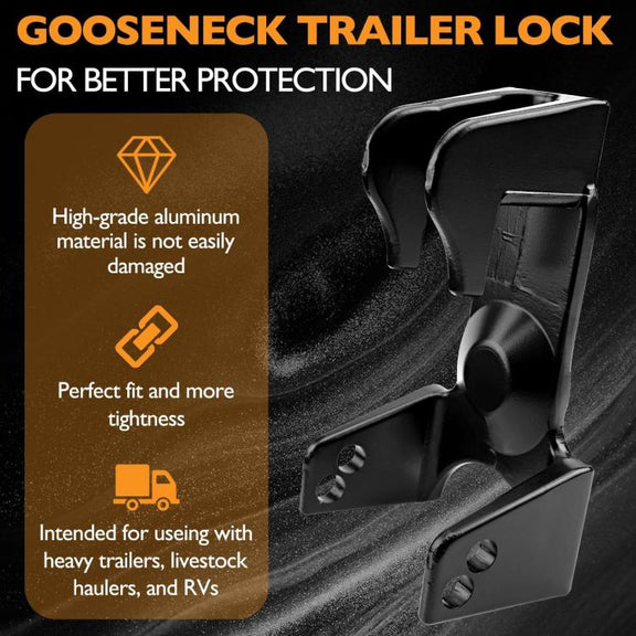 Coupler Gooseneck Hitch Trailer Lock For Heavy Trailer Transporter RV, Color: Silver + Key Lock