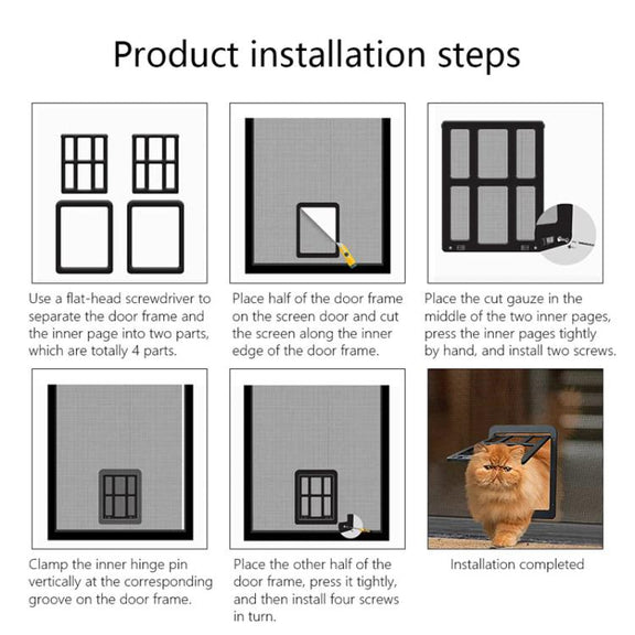 25 x 31.5cm Pet Screen Door Cats And Dogs Free Entry and Exit Lattice Door(White)